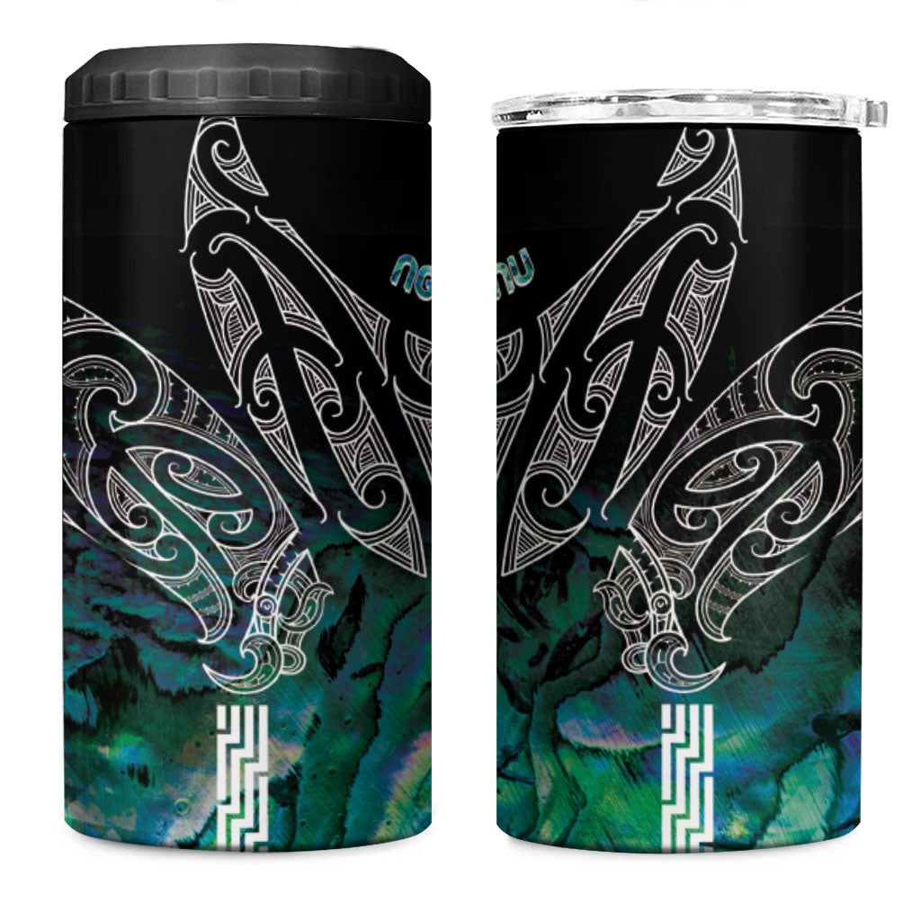 Aotearoa Maori Iwi Heritage 4 in 1 Can Cooler Tumbler Ngati Kahungunu Paua Shell Turquoise