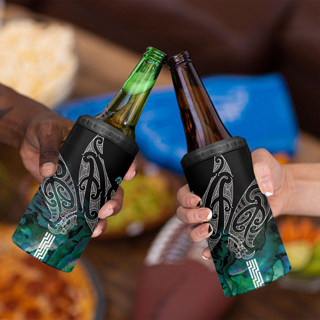 Aotearoa Maori Iwi Heritage 4 in 1 Can Cooler Tumbler Ngati Kahungunu Paua Shell Turquoise