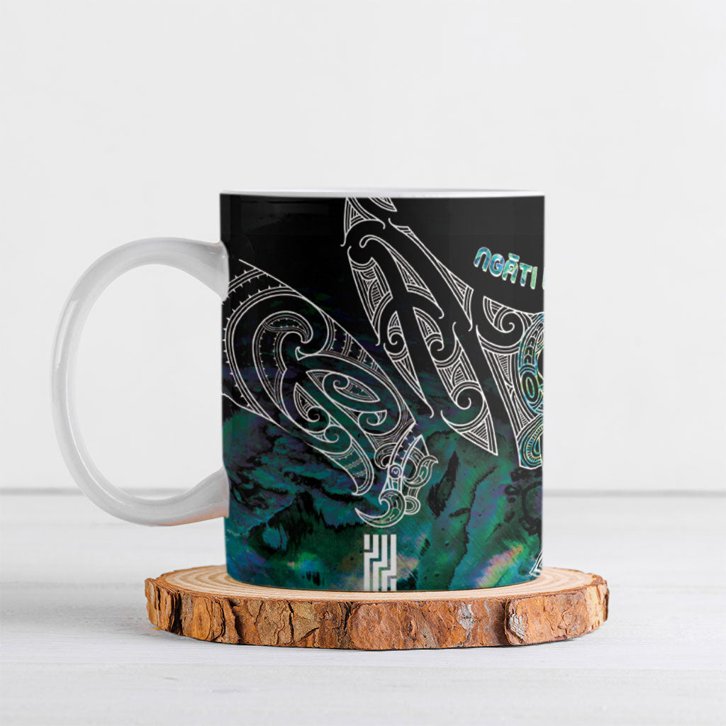 Aotearoa Maori Iwi Heritage Ceramic Mug Ngati Kahungunu Paua Shell Turquoise
