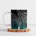 Aotearoa Maori Iwi Heritage Ceramic Mug Ngati Kahungunu Paua Shell Turquoise