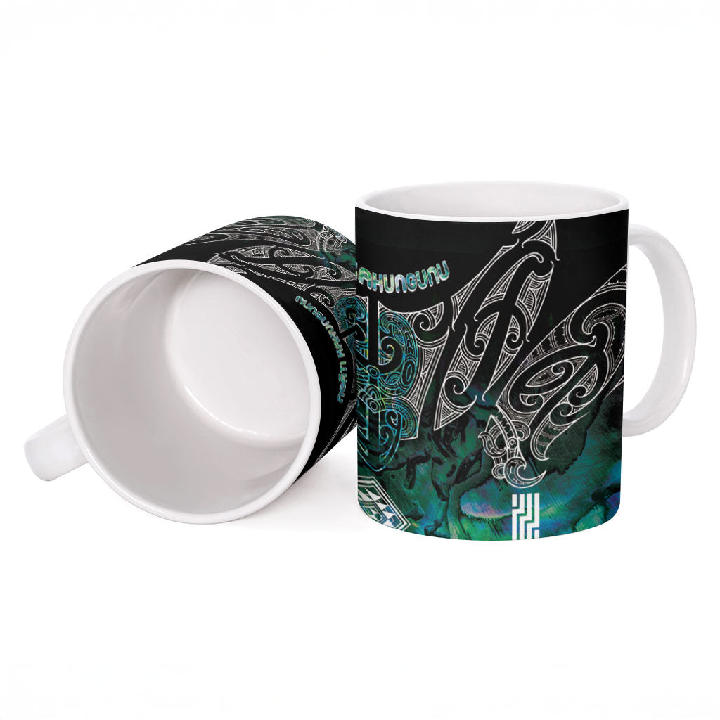 Aotearoa Maori Iwi Heritage Ceramic Mug Ngati Kahungunu Paua Shell Turquoise