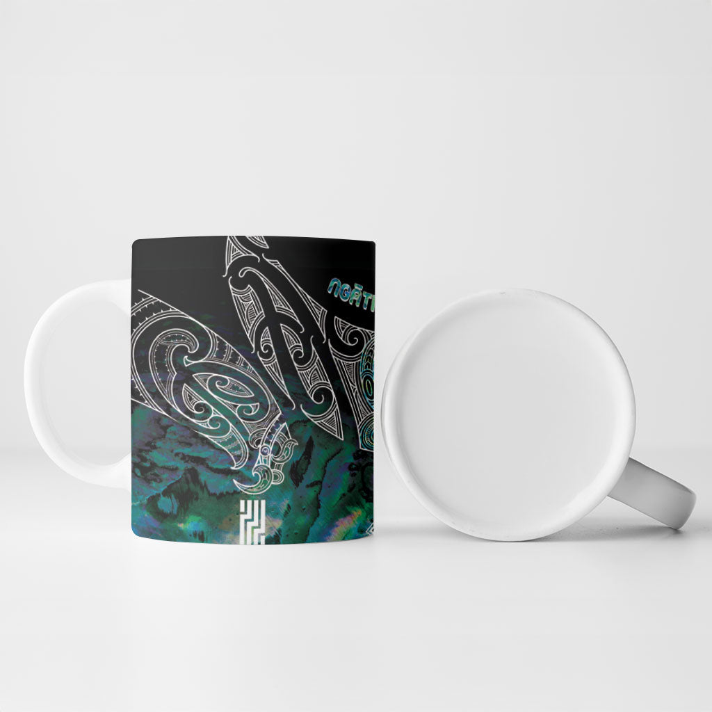 Aotearoa Maori Iwi Heritage Ceramic Mug Ngati Kahungunu Paua Shell Turquoise