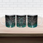 Aotearoa Maori Iwi Heritage Ceramic Mug Ngati Kahungunu Paua Shell Turquoise