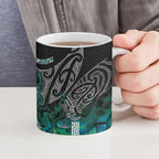 Aotearoa Maori Iwi Heritage Ceramic Mug Ngati Kahungunu Paua Shell Turquoise