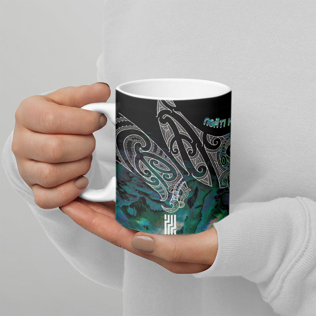 Aotearoa Maori Iwi Heritage Ceramic Mug Ngati Kahungunu Paua Shell Turquoise