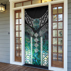 Aotearoa Maori Iwi Heritage Door Cover Ngati Kahungunu Paua Shell Turquoise