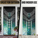 Aotearoa Maori Iwi Heritage Door Cover Ngati Kahungunu Paua Shell Turquoise