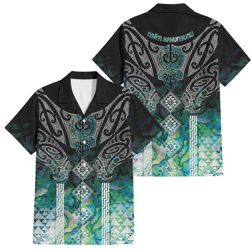 Aotearoa Maori Iwi Heritage Family Matching Summer Maxi Dress and Hawaiian Shirt Ngati Kahungunu Paua Shell Turquoise