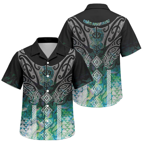 Aotearoa Maori Iwi Heritage Family Matching Summer Maxi Dress and Hawaiian Shirt Ngati Kahungunu Paua Shell Turquoise