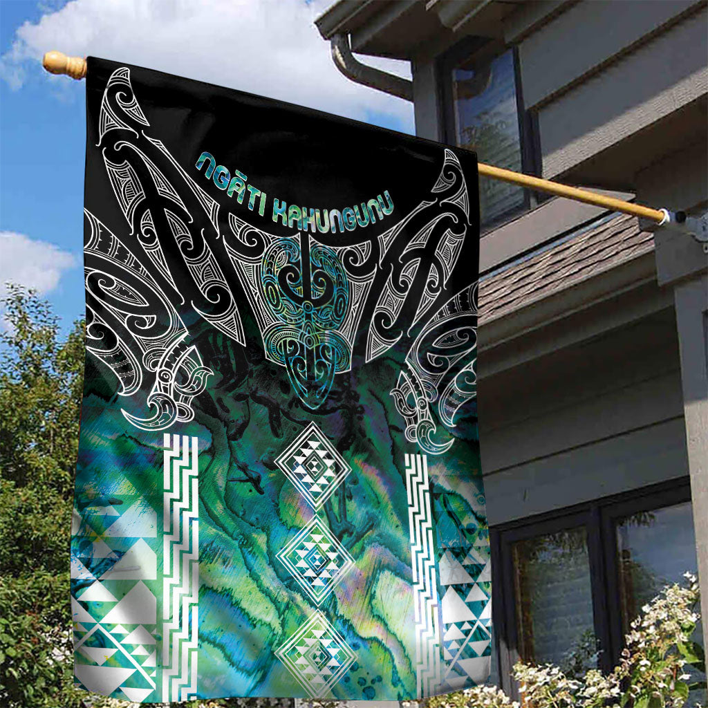 Aotearoa Maori Iwi Heritage Garden Flag Ngati Kahungunu Paua Shell Turquoise