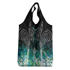 Aotearoa Maori Iwi Heritage Grocery Bag Ngati Kahungunu Paua Shell Turquoise