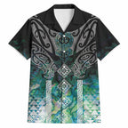 Aotearoa Maori Iwi Heritage Hawaiian Shirt Ngati Kahungunu Paua Shell Turquoise
