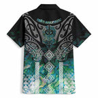 Aotearoa Maori Iwi Heritage Hawaiian Shirt Ngati Kahungunu Paua Shell Turquoise
