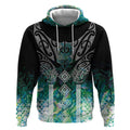 Aotearoa Maori Iwi Heritage Hoodie Ngati Kahungunu Paua Shell Turquoise