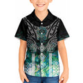 Aotearoa Maori Iwi Heritage Kid Hawaiian Shirt Ngati Kahungunu Paua Shell Turquoise