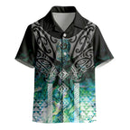 Aotearoa Maori Iwi Heritage Kid Hawaiian Shirt Ngati Kahungunu Paua Shell Turquoise