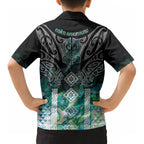 Aotearoa Maori Iwi Heritage Kid Hawaiian Shirt Ngati Kahungunu Paua Shell Turquoise