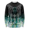 Aotearoa Maori Iwi Heritage Long Sleeve Shirt Ngati Kahungunu Paua Shell Turquoise