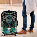 Aotearoa Maori Iwi Heritage Luggage Cover Ngati Kahungunu Paua Shell Turquoise