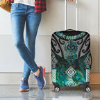 Aotearoa Maori Iwi Heritage Luggage Cover Ngati Kahungunu Paua Shell Turquoise