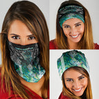 Aotearoa Maori Iwi Heritage Neck Gaiter Ngati Kahungunu Paua Shell Turquoise