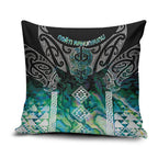 Aotearoa Maori Iwi Heritage Pillow Cover Ngati Kahungunu Paua Shell Turquoise