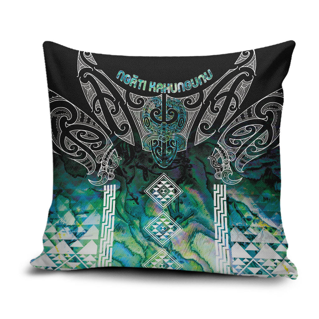 Aotearoa Maori Iwi Heritage Pillow Cover Ngati Kahungunu Paua Shell Turquoise