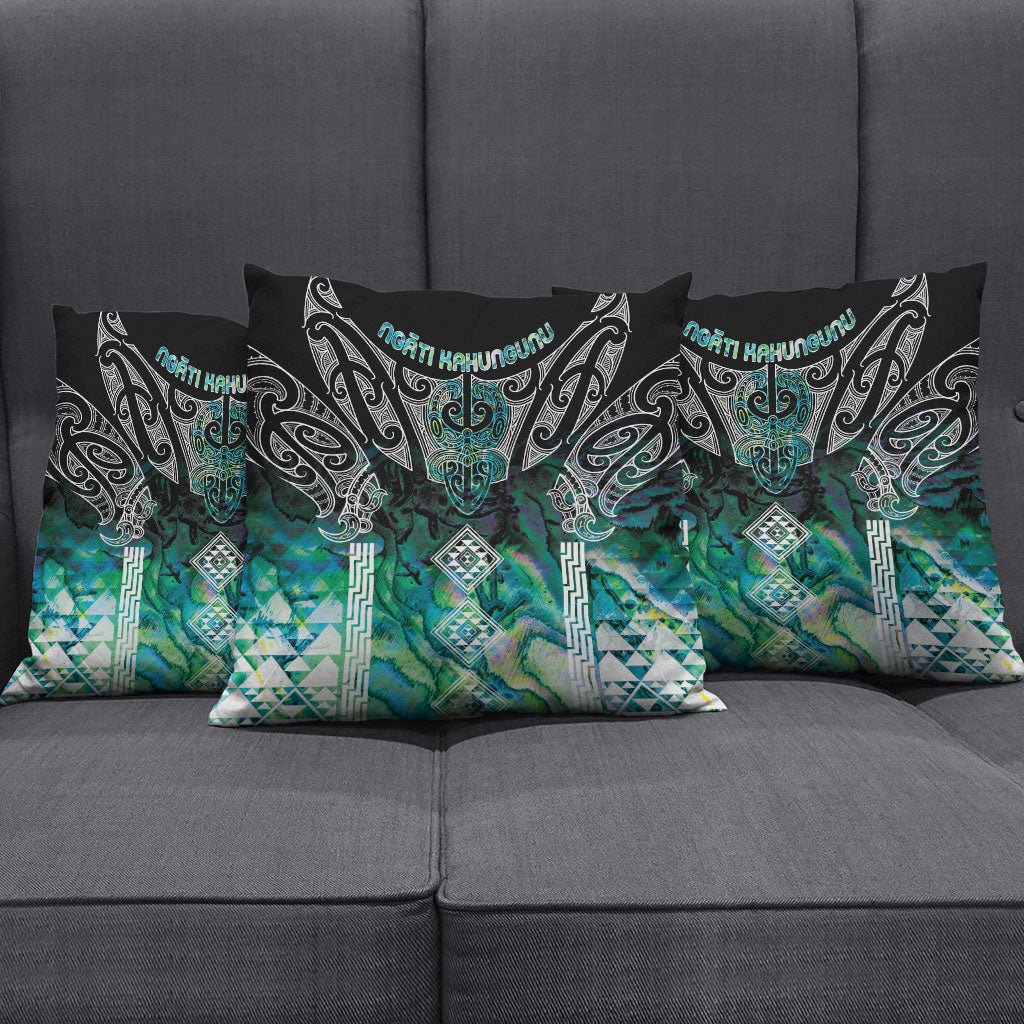 Aotearoa Maori Iwi Heritage Pillow Cover Ngati Kahungunu Paua Shell Turquoise