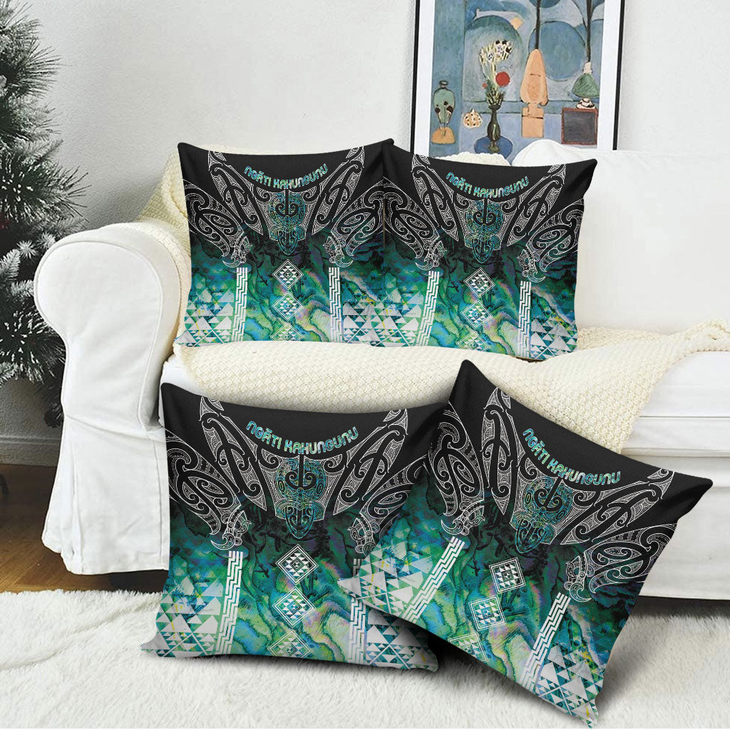 Aotearoa Maori Iwi Heritage Pillow Cover Ngati Kahungunu Paua Shell Turquoise