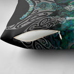 Aotearoa Maori Iwi Heritage Pillow Cover Ngati Kahungunu Paua Shell Turquoise