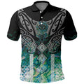 Aotearoa Maori Iwi Heritage Polo Shirt Ngati Kahungunu Paua Shell Turquoise