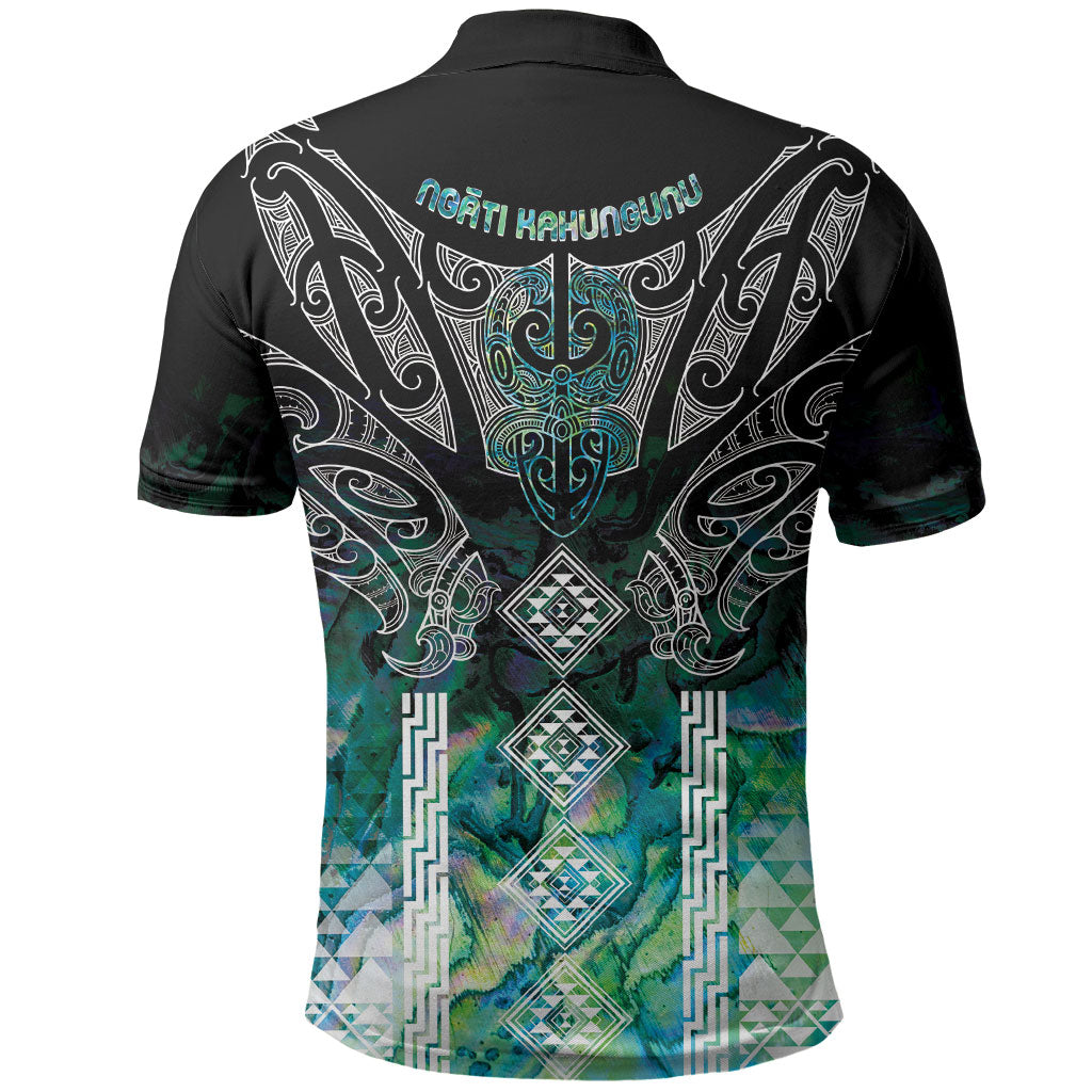 Aotearoa Maori Iwi Heritage Polo Shirt Ngati Kahungunu Paua Shell Turquoise