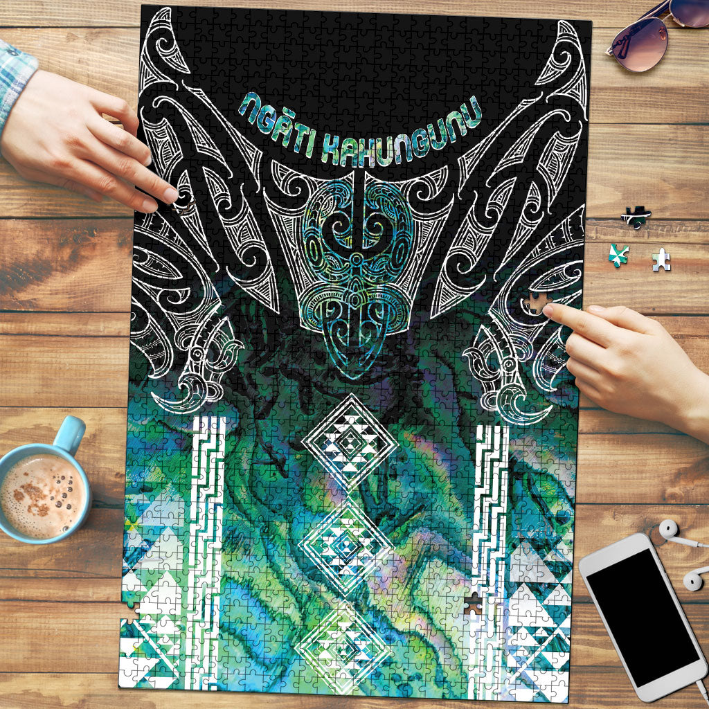 Aotearoa Maori Iwi Heritage Puzzle Ngati Kahungunu Paua Shell Turquoise