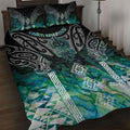 Aotearoa Maori Iwi Heritage Quilt Bed Set Ngati Kahungunu Paua Shell Turquoise