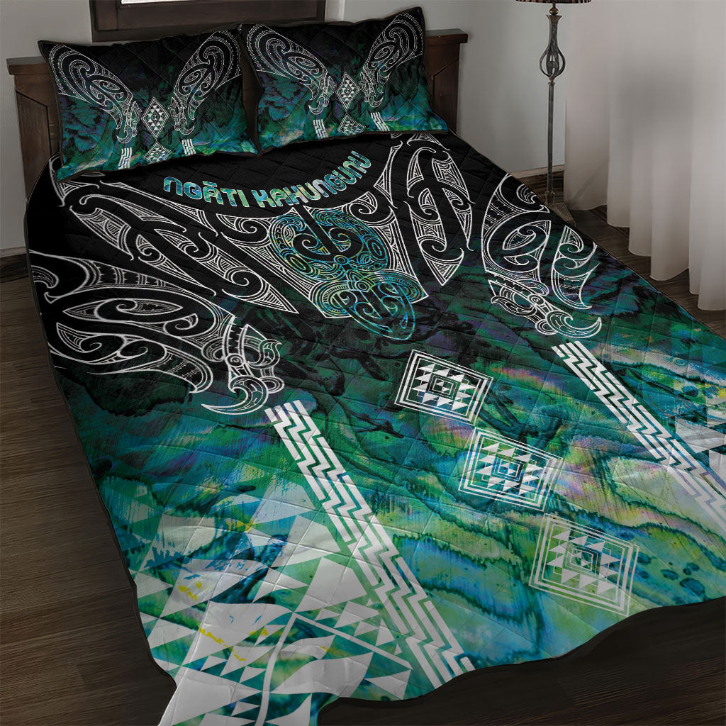 Aotearoa Maori Iwi Heritage Quilt Bed Set Ngati Kahungunu Paua Shell Turquoise