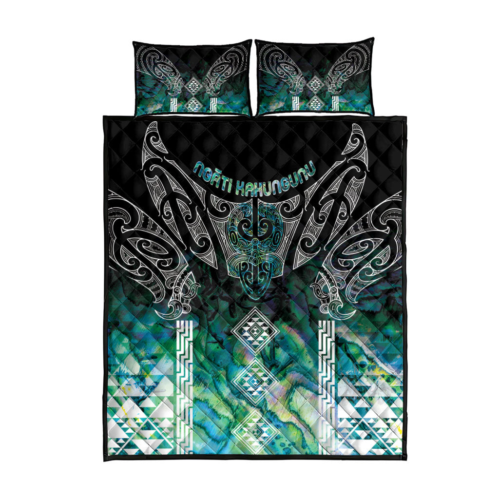 Aotearoa Maori Iwi Heritage Quilt Bed Set Ngati Kahungunu Paua Shell Turquoise
