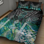Aotearoa Maori Iwi Heritage Quilt Bed Set Ngati Kahungunu Paua Shell Turquoise