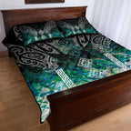 Aotearoa Maori Iwi Heritage Quilt Bed Set Ngati Kahungunu Paua Shell Turquoise
