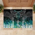 Aotearoa Maori Iwi Heritage Rubber Doormat Ngati Kahungunu Paua Shell Turquoise