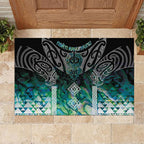 Aotearoa Maori Iwi Heritage Rubber Doormat Ngati Kahungunu Paua Shell Turquoise