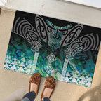 Aotearoa Maori Iwi Heritage Rubber Doormat Ngati Kahungunu Paua Shell Turquoise