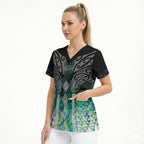 Aotearoa Maori Iwi Heritage Scrub Top Ngati Kahungunu Paua Shell Turquoise