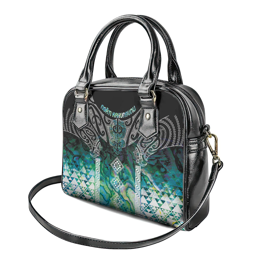 Aotearoa Maori Iwi Heritage Shoulder Handbag Ngati Kahungunu Paua Shell Turquoise