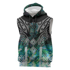 Aotearoa Maori Iwi Heritage Sleeveless Hoodie Ngati Kahungunu Paua Shell Turquoise