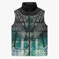 Aotearoa Maori Iwi Heritage Sleeveless Puffer Jacket Ngati Kahungunu Paua Shell Turquoise