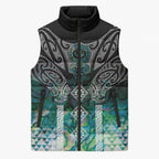 Aotearoa Maori Iwi Heritage Sleeveless Puffer Jacket Ngati Kahungunu Paua Shell Turquoise