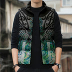 Aotearoa Maori Iwi Heritage Sleeveless Puffer Jacket Ngati Kahungunu Paua Shell Turquoise