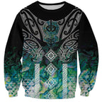 Aotearoa Maori Iwi Heritage Sweatshirt Ngati Kahungunu Paua Shell Turquoise