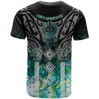 Aotearoa Maori Iwi Heritage T Shirt Ngati Kahungunu Paua Shell Turquoise