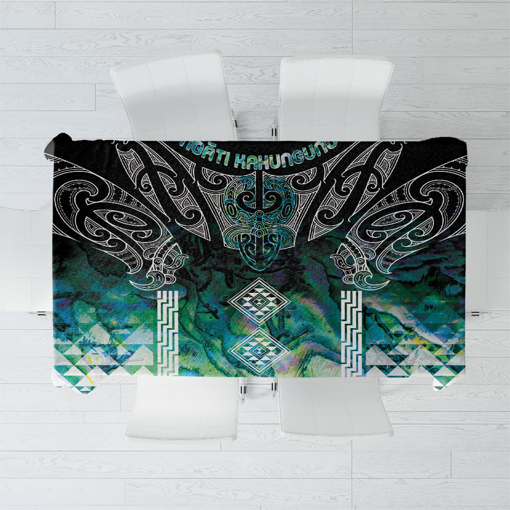Aotearoa Maori Iwi Heritage Tablecloth Ngati Kahungunu Paua Shell Turquoise